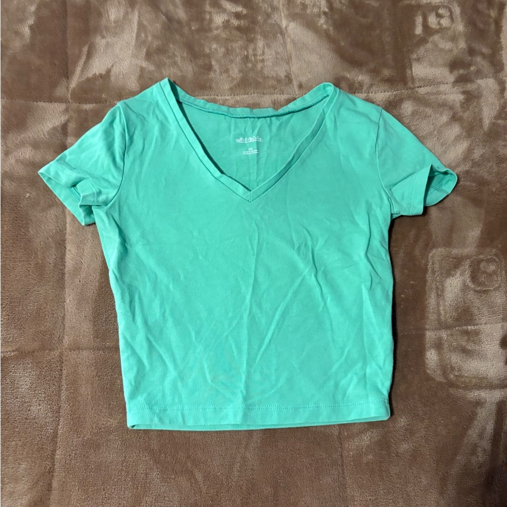 Wild Fable Teal V-Neck Short Sleeve Tee